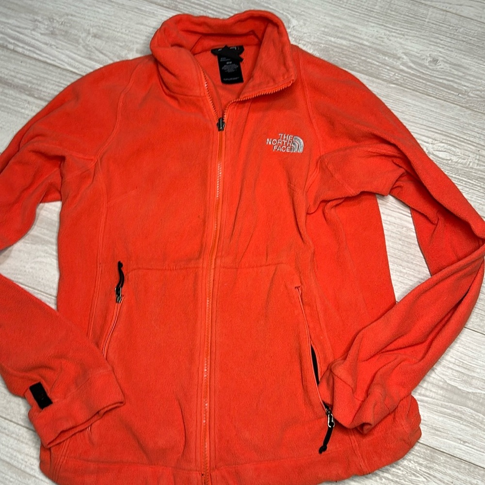The north face orange fleece jacket womens medium
